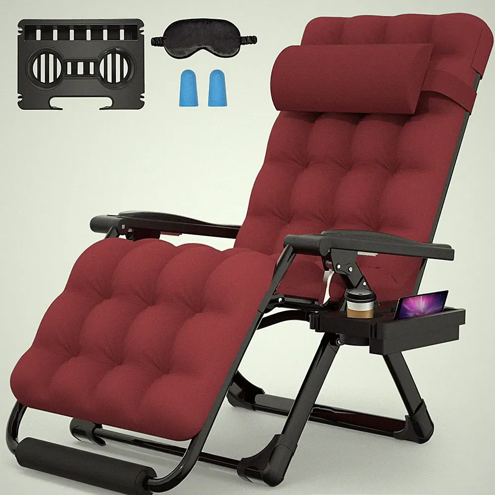 Oversized Zero Gravity Chair,29In XL Lounge Chair w/Removable Cushion&Headres...