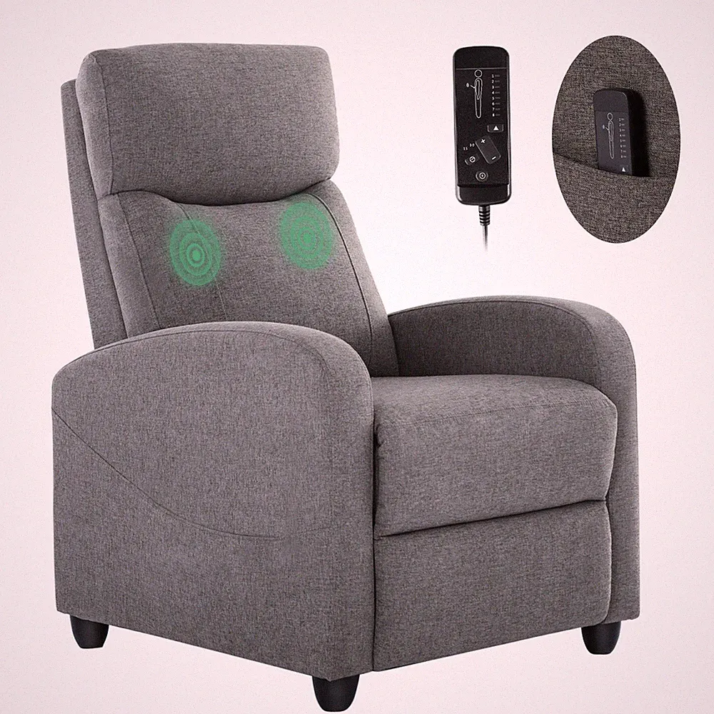 Recliner Chair Arm Chair with Massage, Footrest Singe Theater Seating Soft Chair